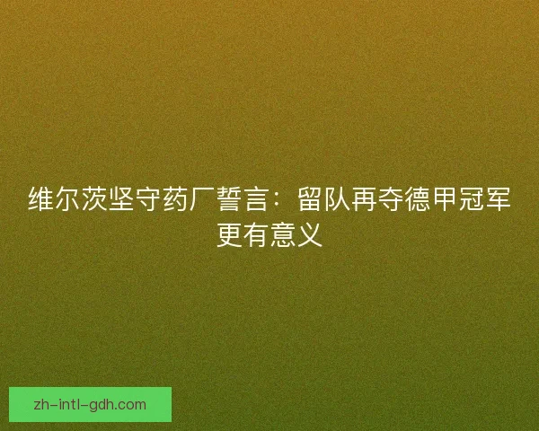 维尔茨坚守药厂誓言：留队再夺德甲冠军更有意义