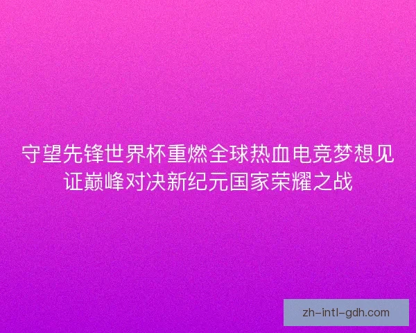 守望先锋世界杯重燃全球热血电竞梦想见证巅峰对决新纪元国家荣耀之战
